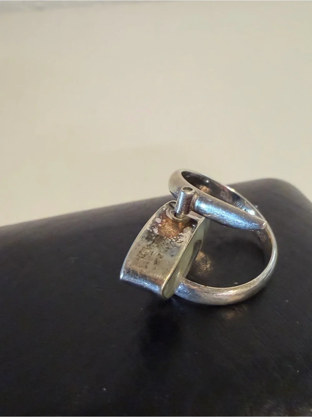HOB Mexico Vintage Sterling Silver 925 Reversible Turquoise Abalone Ring Sz 8.75